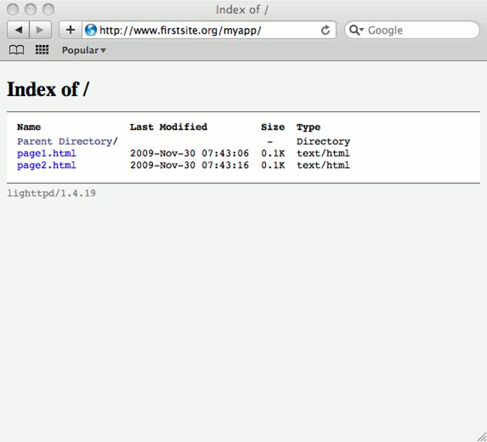 Web application running under a directory via lighttpd on Debian 5 (Lenny). Web application running under a directory via lighttpd on Debian 5 (Lenny).